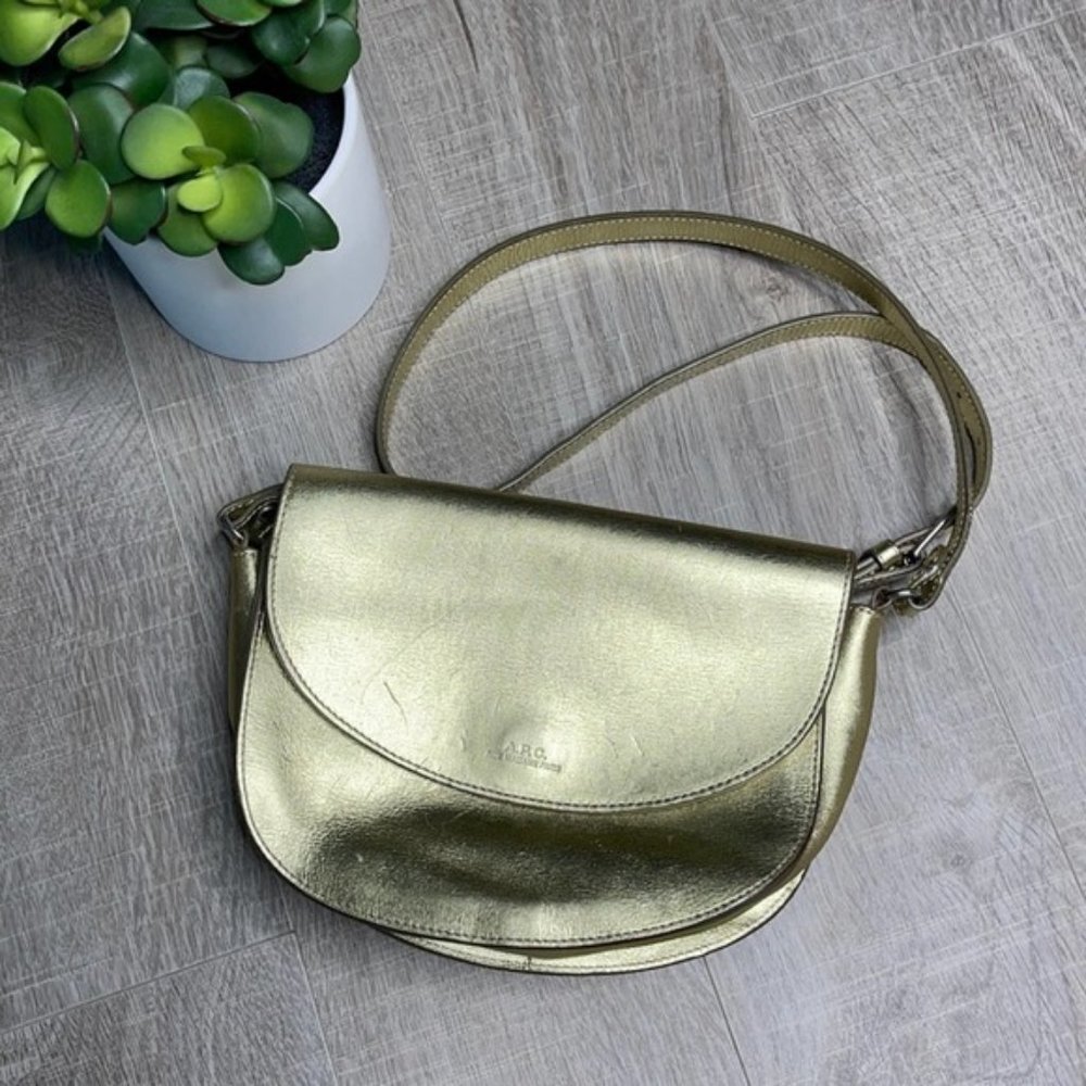 A.P.C. Gold Luxembourg Crossbody Saddle Bag